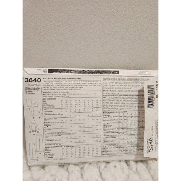 Simplicity 3640 Sewing Pattern | Tracksuit Jacket & Pants - Picture 2 of 10